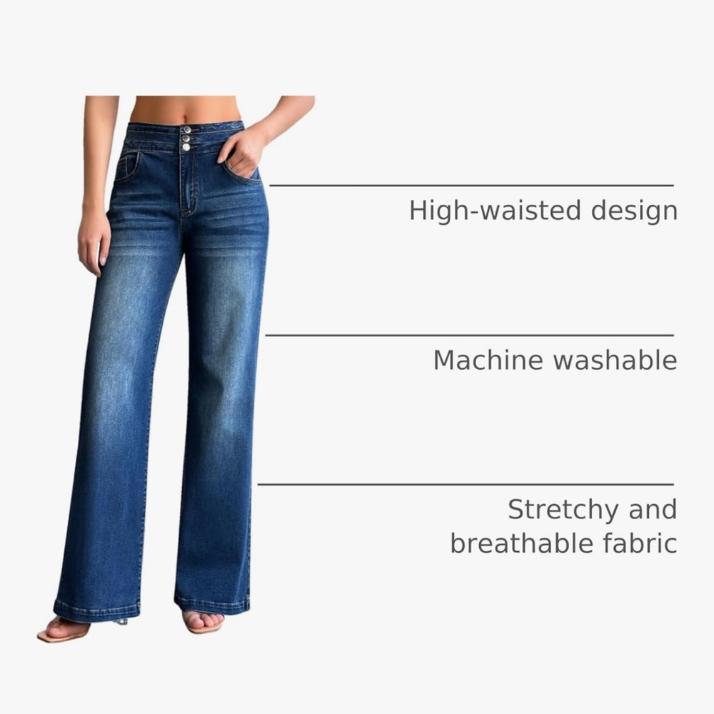 NWT high waisted baggy loose wide leg jeans - Picture 3 of 10